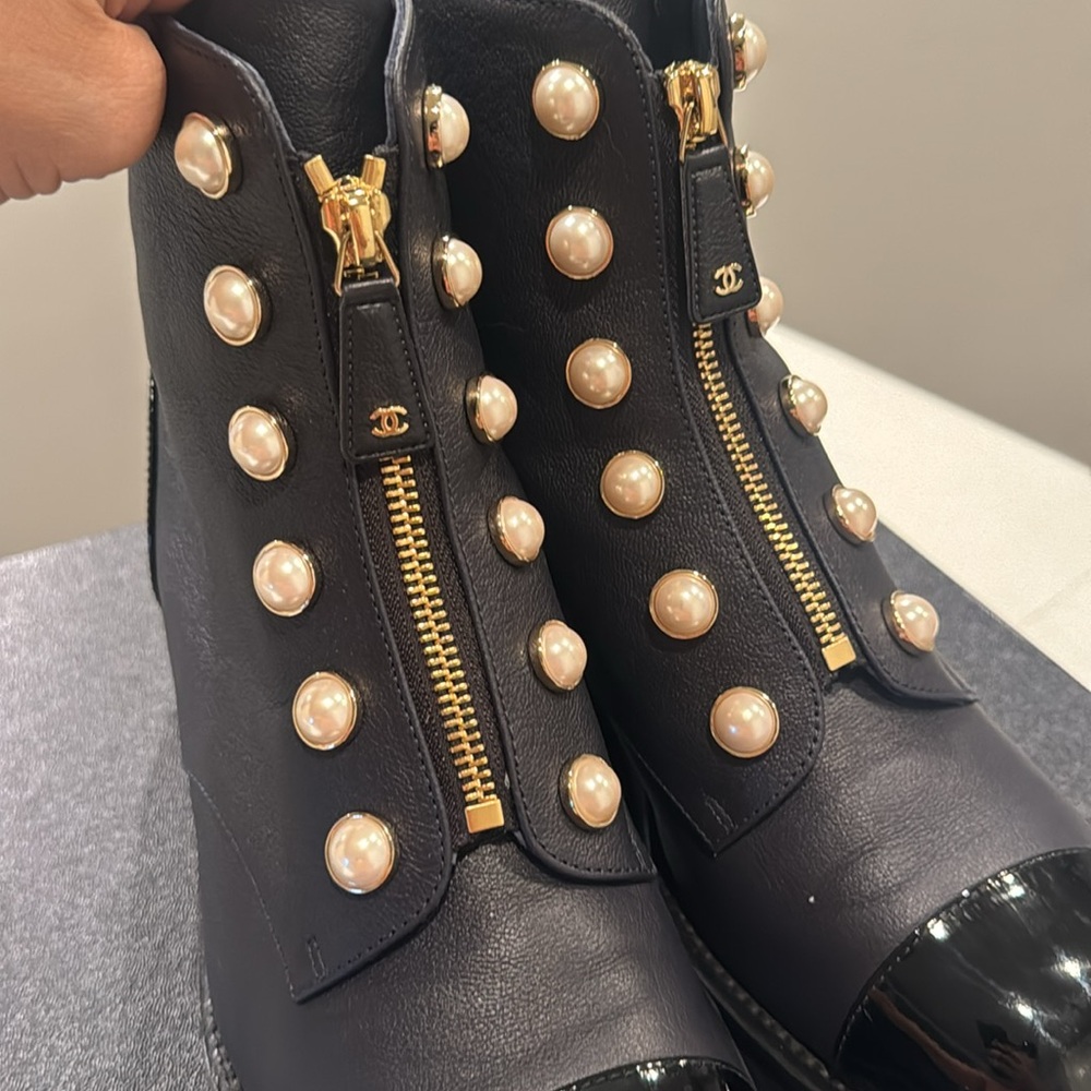 Chanel Women's Boots with Gold Accents - Picture 8 of 8